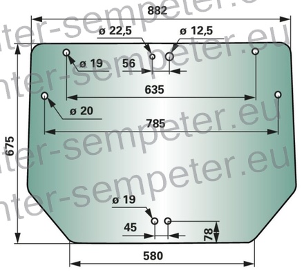 STEKLO KABINE ZADAJ zgoraj CASE JX55C FARMALL