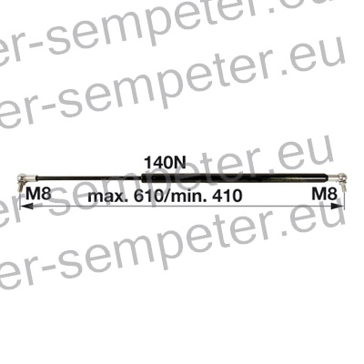 AMORTIZER KABINE L=610 F=140N DEUTZ FAHR