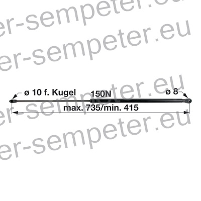 AMORTIZER KABINE L=735 F=150N JOHN DEERE