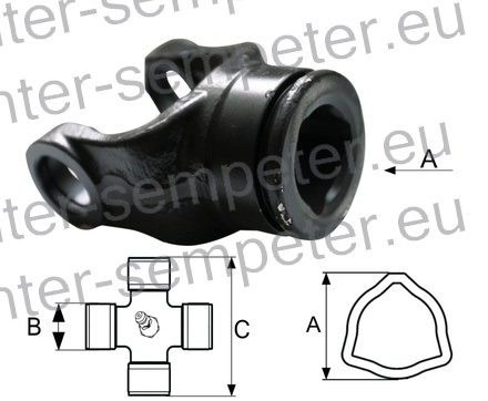 PRIKLJUČEK KARDANA NOTRANJI T45 NA TRAKTORSKI STRANI križ 30.2x79.4 SPT