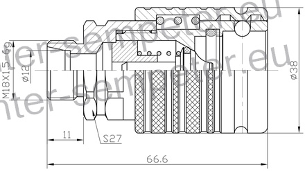 SPOJKA HIDRAVLIKE ŽENSKA ZUNANJI NAVOJ M18x1.5