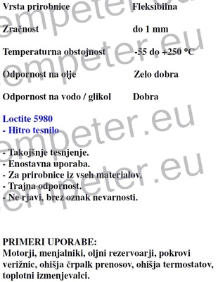MASA TESNILNA LOCTITE 5980 1/200ml QUICK GASKET