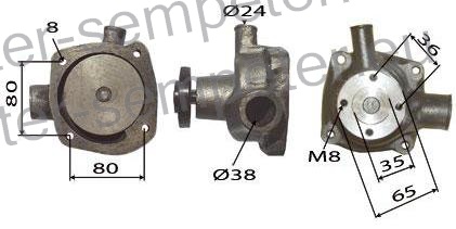 ČRPALKA VODE S TESNILOM CASE FENDT (STEYR serija 900 - 955 - 964 - 970 - M964 - M968 MWM - M975 MWM - šibkejša izvedba - primerna za uporabo z enim jermenom