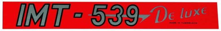 NALEPKA (rdeča) "IMT - 539 De luxe MADE IN YUGOSLAVIA" IMT
