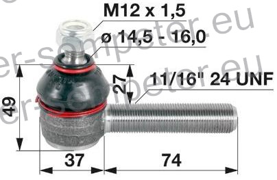 ZGLOB VOLANA zunanji desni colski 11/16" G18 K14.5mm MF - MASSEY FERGUSON MF35 - 35X - 135 - F335