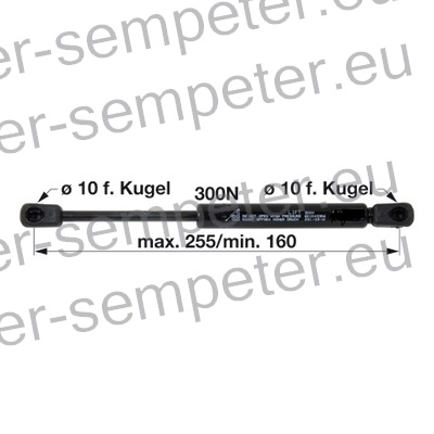 AMORTIZER KABINE L=255 F=300N PP - PP CASE STEYR