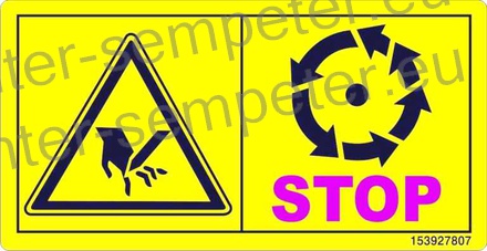 NALEPKA VARNOSTNA POČAKATI DA SE VRTEČI DELI USTAVIJO SIP