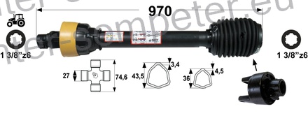KARDAN PRIKLJUČKA S HARMONIKO S SKLOPKO PROSTOTEKOČO DESNO kpl SIP SPT