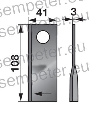 NOŽ KOSILNICE Reform 108x41x3 L=19 DESNI