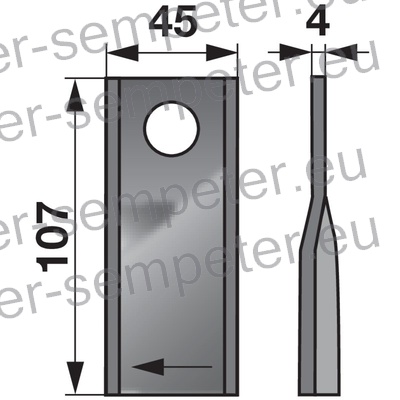 NOŽ KOSILNICE 107x45x4 LUKNJA fi=18.2 DESNI KUHN
