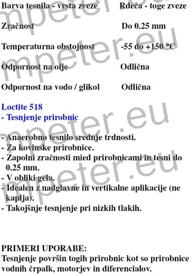 MASA TESNILNA LOCTITE 518 1/25ml Z VALJČKOM ZA TESNJENJE RAVNIH POVRŠIN