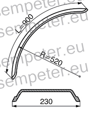 BLATNIK PVC A=230mm R=520mm L=900mm ustreza za sledeče dimenzije plaščev: 7.50 - 16, 6.50 - 16, 7.00 - 16, 7.5 - 16, 7.5 - 18, 6.00 - 20, 6.5 - 20, 7.3 - 24