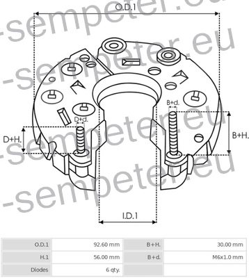 DIODE ALTERNATORJA 33A tip ISKRA
