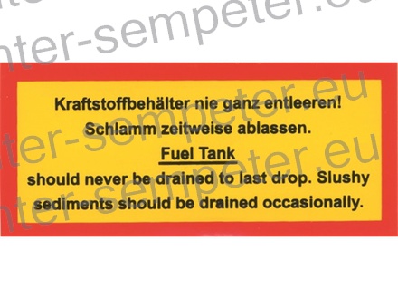 NALEPKA "VARNOSTNA ZA OPOZORILO REZERVAR GORIVA NA TRAKTORJU" STEYR