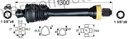 KARDAN PRIKLJUČKA T4 ŠIROKOKOTNI Z ZVEZDASTO SKLOPKO 630Nm L=1300mm kpl SPT