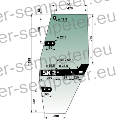 STEKLO KABINE VRAT levo STEYR