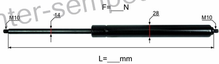 AMORTIZER KABINE brez priključkov L=970 F=2300N M10