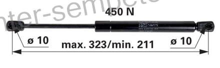 AMORTIZER KABINE L=323 F=450N DEUTZ - FAHRAgrotron 4.70, Agrotron 4.80, Agrotron 4.90, Agrotron 4.95, Agrotron 6.00, Agrotron 6.01, Agrotron 6.05, Agrotron 6.15, Agrotron 6.20, Agrotron 6.30, Agrotron 6.45, Agrotron 80, Agrotron