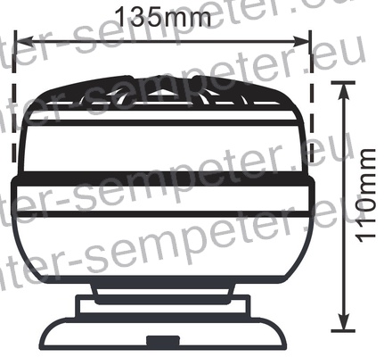 SVETILKA ROTACIJSKA LED magnetna fi=135mm h=110mm 12 - 24V, 3 načini utripanja - tipka za določanje vzorca utripanja na spodnji strani svetilke standard IP65