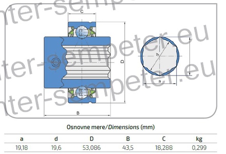 LEŽAJ FKL KROGLIČNI šestrobi SLE 53 - 012 - 2T AQ