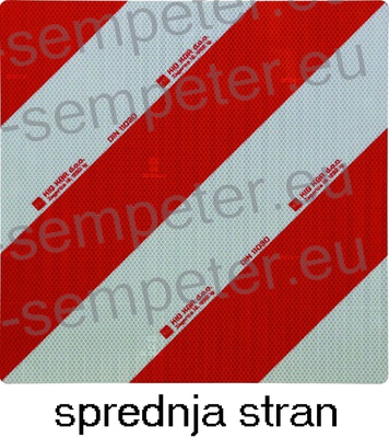 TABLA OPOZORILNA obojestranska DESNA RDEČO - BELA 423x423mm tabla za označevanje širših vozil DIN11030