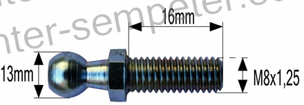 BUČKA AMORTIZERJA STEKLA ZGLOBA PLINA samo bučka M8x1.25 FIbučke=13mm zev ključa=17mm Lnavoja=16mm