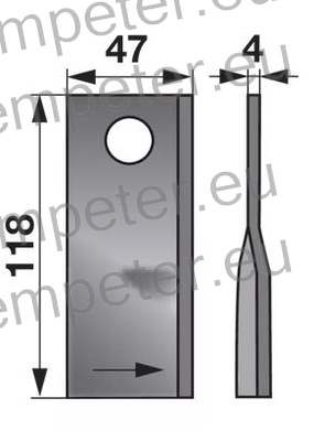 NOŽ KOSILNICE 118x48x4 fi=19mm LEVI