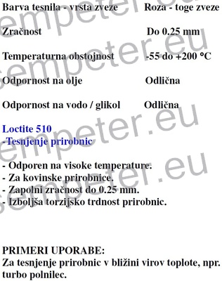MASA TESNILNA LOCTITE 510 1/250ml ZA TESNJENJE RAVNIH POVRŠIN