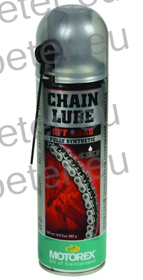 MAST V SPREJU VERIGE MOTOREX 1/500ml Popolnoma sintetično mazivo za verigo,posebej primerno za off - road motocikle. Primerno za O - rings,Xrings in Z - rings vrste verig.Odlične mazalne lastnosti,sposo bnost globoke penetracije odpornost proti izpiranju.