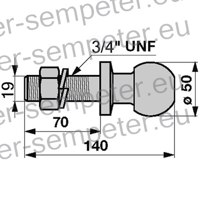 KROGLA PRIKLOPNA Z NAVOJEM 3/4 UNF