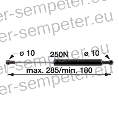 AMORTIZER KABINE L=285 F=250N JOHN DEERE