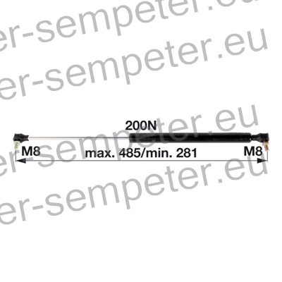AMORTIZER KABINE L=485 F=200N PP - PP NEW HOLLAND
