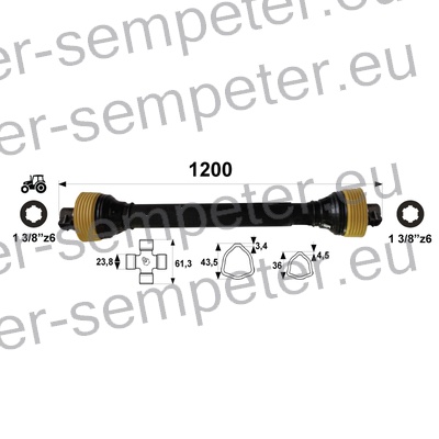 KARDAN PRIKLJUČKA DIREKTNI T2 l=1200mm