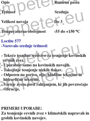 LEPILO LOCTITE 577 1/250ml ZA TESNJENJE CEVNIH ZVEZ