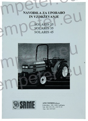 KATALOG TRAKTORJA NAVODILA ZA UPORABO IN VZDRŽEVANJE SOLARIS 25 - 35 - 45