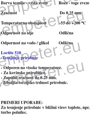 MASA TESNILNA LOCTITE 510 1/50ml ZA TESNJENJE RAVNIH POVRŠIN