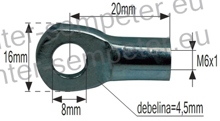 PRIKLJUČEK AMORTIZERJA TANKI (ALU) FI=8mm debelina=5mm