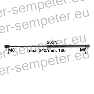 AMORTIZER KABINE L=240 F=365N PP - PP CASE KABINA S3 in Standard in Delux C82 - C85 CASE 433 - 533 - 733